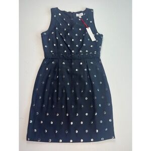 Elle Semi Formal Women Black Silver Polka Dot Sleeveless Fit Flare Dress Size 8